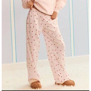 Demetrius Aeropostale Pink Striped Cherry print pjs size Medium bottoms Novelty